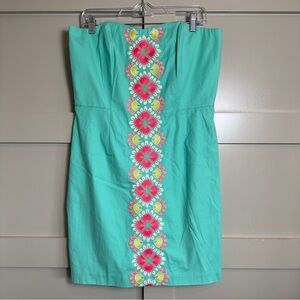 Vineyard Vines Strapless Caribbean Floral Dress  Embroidery Women’s Size 12